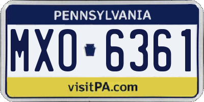 PA license plate MXO6361