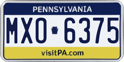 PA license plate MXO6375