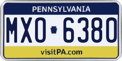 PA license plate MXO6380