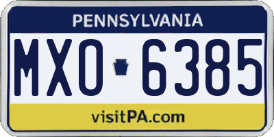 PA license plate MXO6385