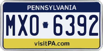 PA license plate MXO6392