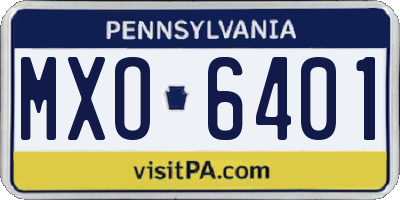 PA license plate MXO6401