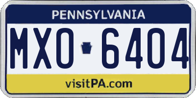 PA license plate MXO6404