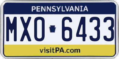 PA license plate MXO6433