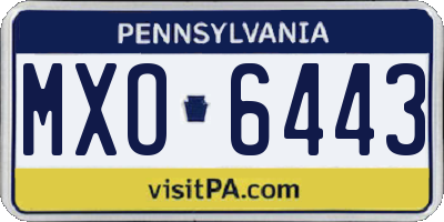 PA license plate MXO6443