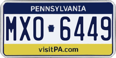 PA license plate MXO6449