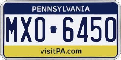 PA license plate MXO6450