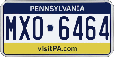 PA license plate MXO6464