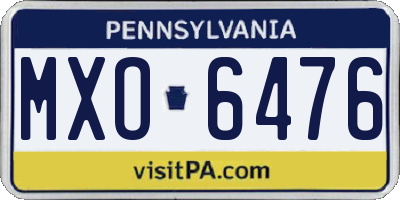 PA license plate MXO6476