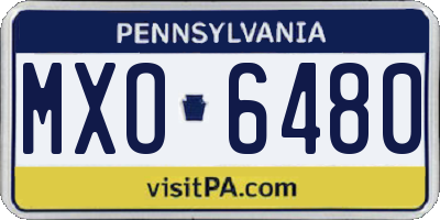 PA license plate MXO6480