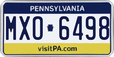 PA license plate MXO6498