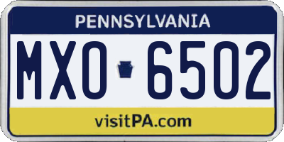 PA license plate MXO6502