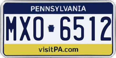 PA license plate MXO6512