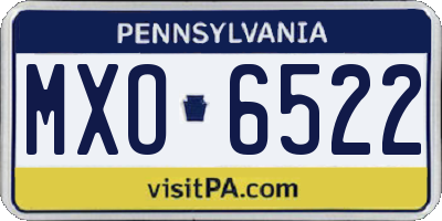PA license plate MXO6522