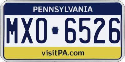 PA license plate MXO6526