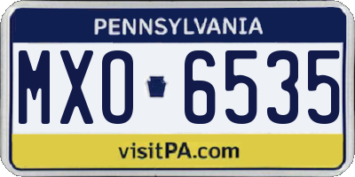 PA license plate MXO6535