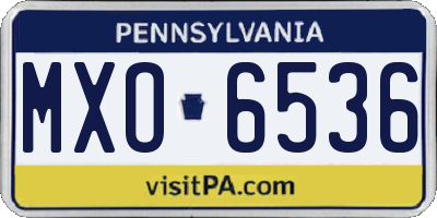 PA license plate MXO6536