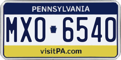 PA license plate MXO6540