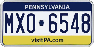 PA license plate MXO6548