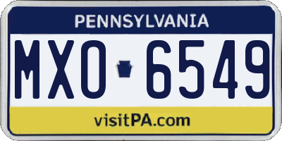 PA license plate MXO6549