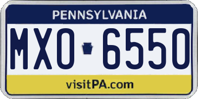 PA license plate MXO6550