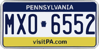 PA license plate MXO6552