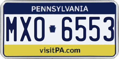 PA license plate MXO6553