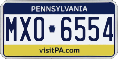 PA license plate MXO6554
