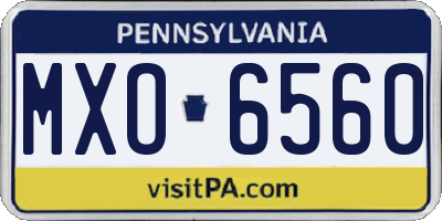 PA license plate MXO6560