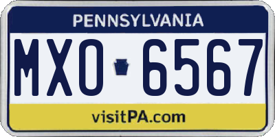 PA license plate MXO6567