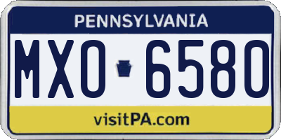 PA license plate MXO6580