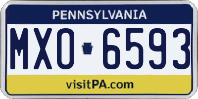 PA license plate MXO6593