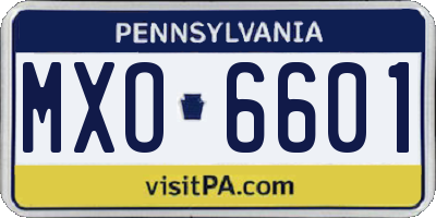 PA license plate MXO6601