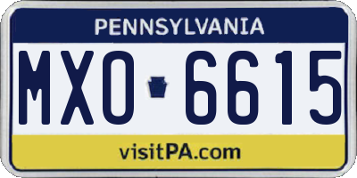 PA license plate MXO6615