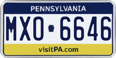 PA license plate MXO6646