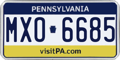 PA license plate MXO6685