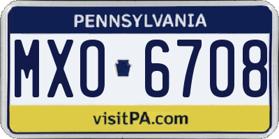 PA license plate MXO6708