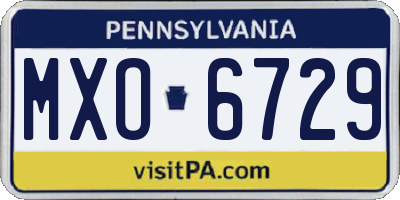 PA license plate MXO6729