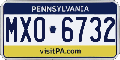 PA license plate MXO6732