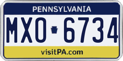 PA license plate MXO6734