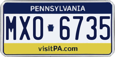 PA license plate MXO6735