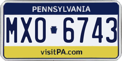 PA license plate MXO6743