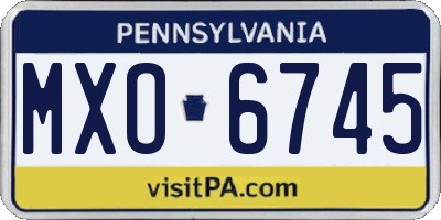 PA license plate MXO6745