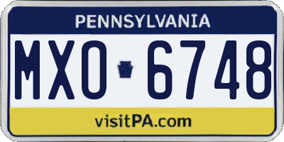 PA license plate MXO6748