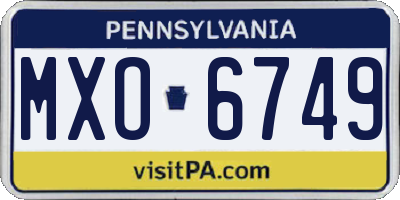 PA license plate MXO6749