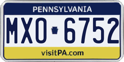 PA license plate MXO6752