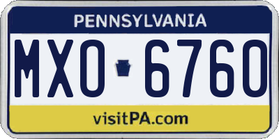 PA license plate MXO6760