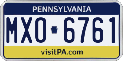 PA license plate MXO6761