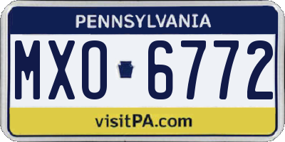 PA license plate MXO6772