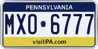 PA license plate MXO6777
